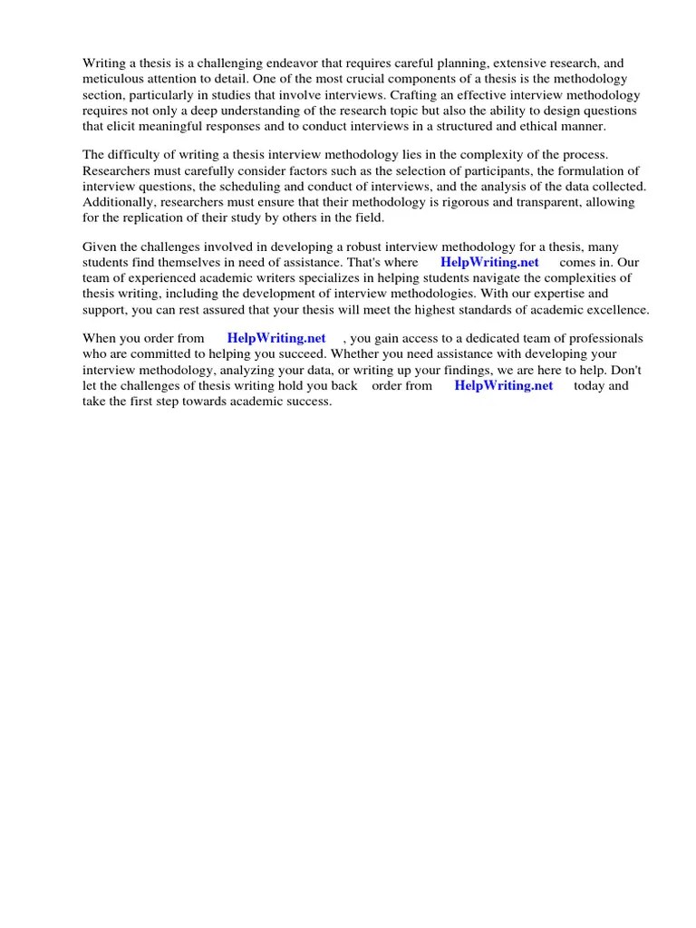 Thesis Interview Methodology | PDF | Qualitative Research | Methodology
