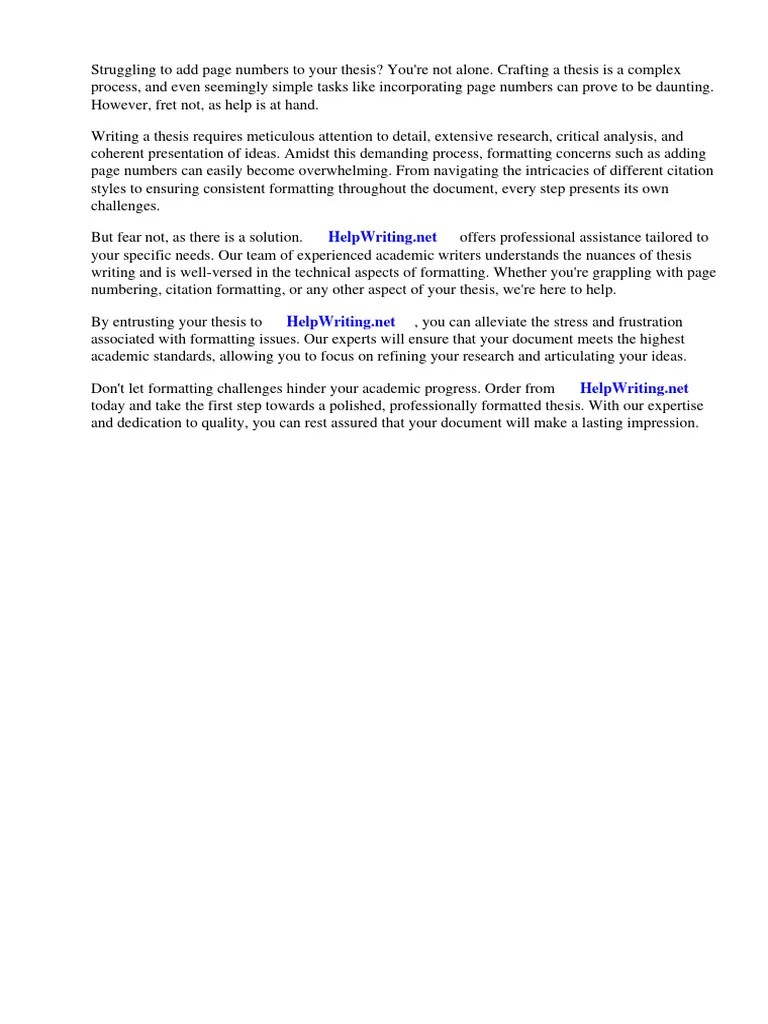 How To Add Page Number In Thesis | PDF | Thesis | Paragraph