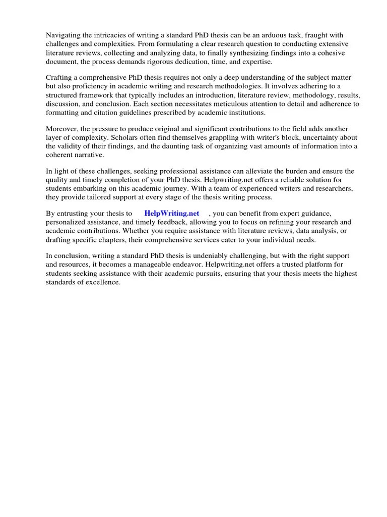 Standard PHD Thesis Structure | PDF