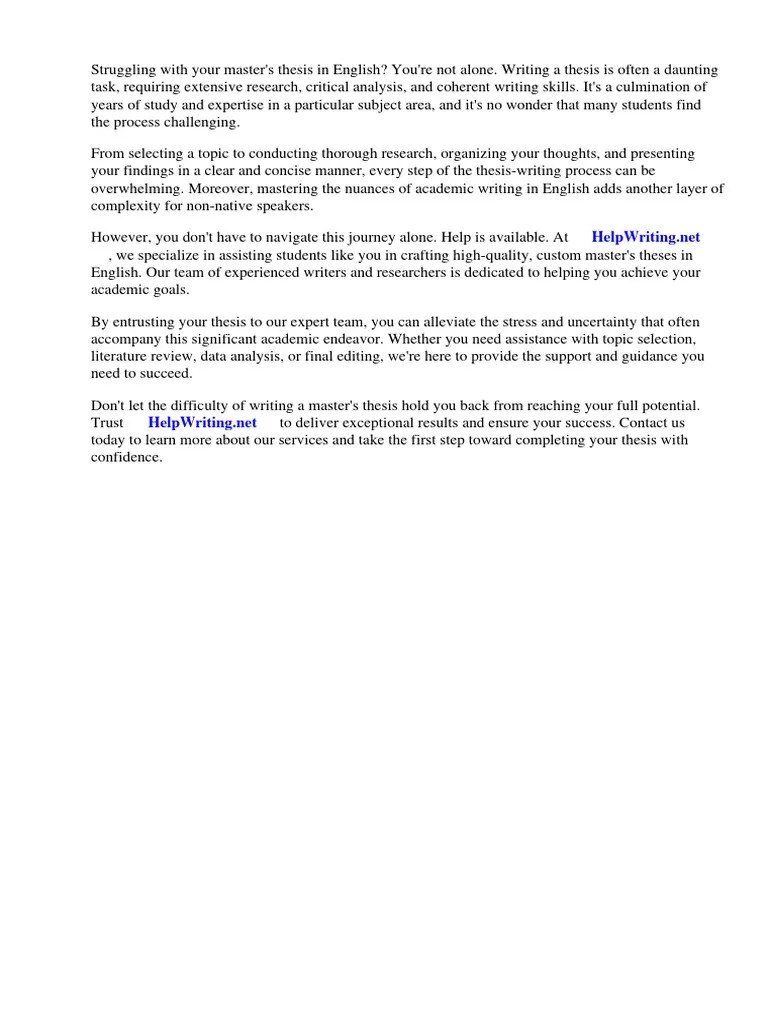 Master Thesis English Examples | PDF | Thesis