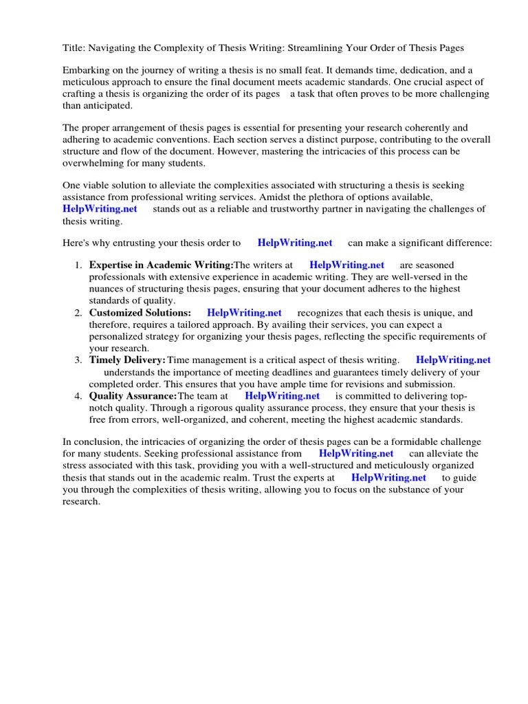 Order Of Thesis Pages | PDF | Thesis | Written Communication