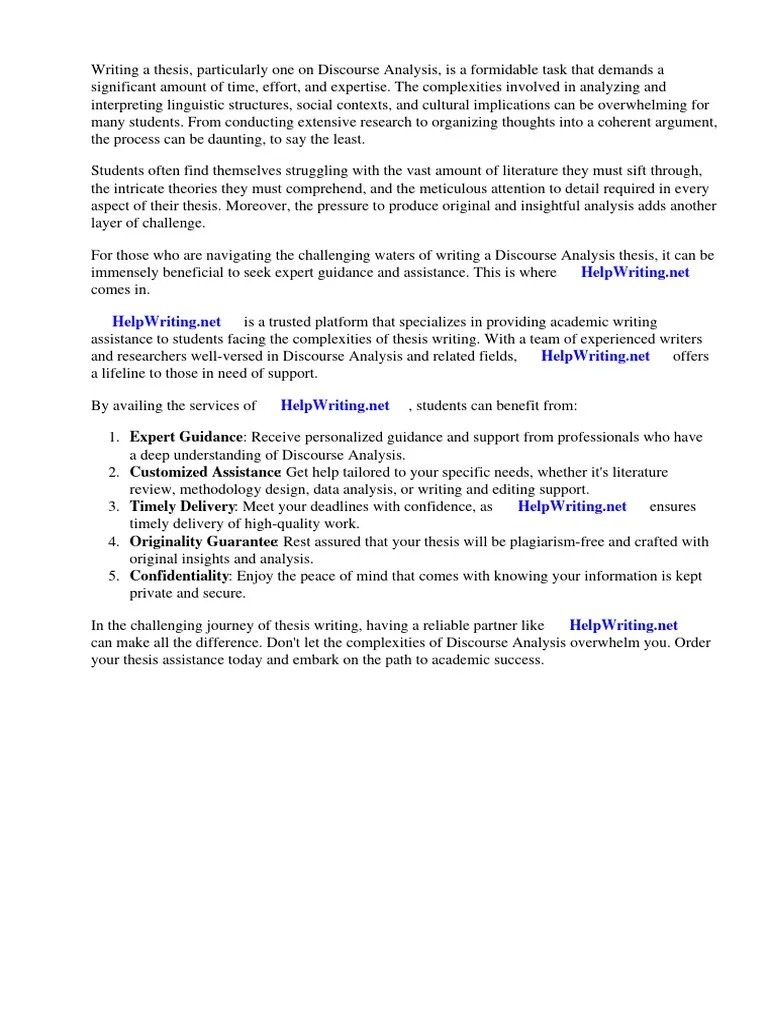 Thesis Discourse Analysis | PDF | Linguistics | Discourse