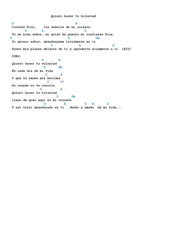 QUIERO HACER TU VOLUNTAD - Nana Angarita. Letras Y Acordes Para ...