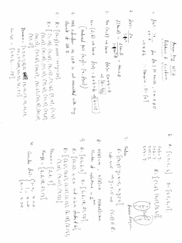 Relations And Functions Worksheet | PDF