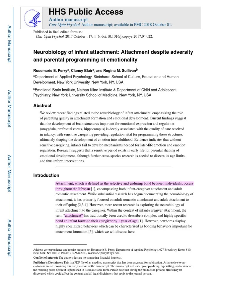 Neurobiology Of Infant Attachment - Attachment Despite Adversity And Parental Programming Of ...