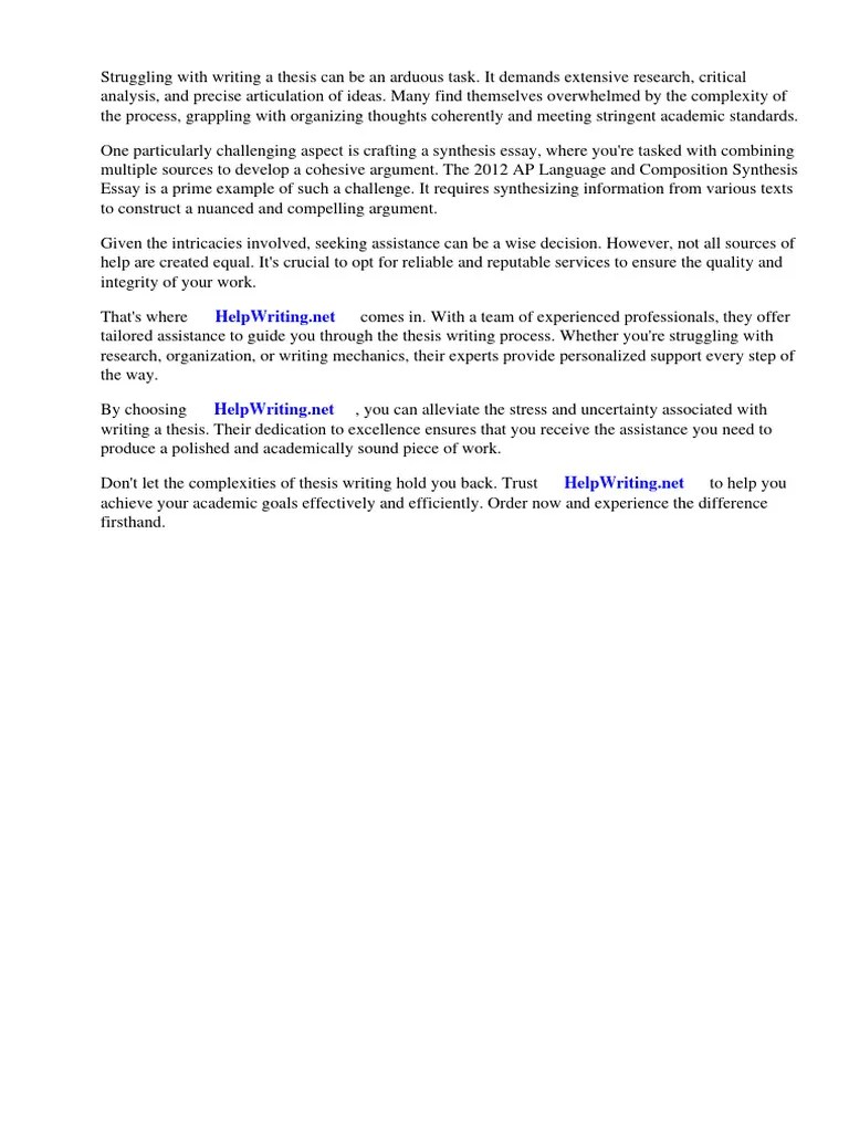 2012 AP Lang Synthesis Essay Example | PDF