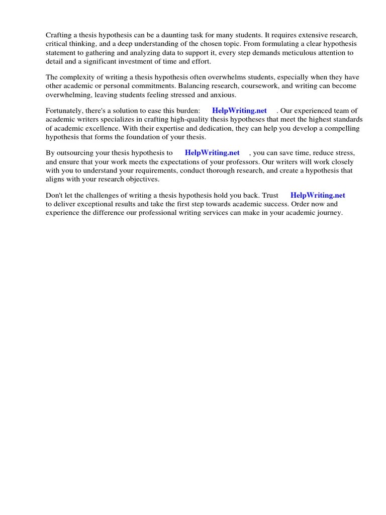 Thesis Hypothesis PDF | PDF | Hypothesis | Experiment