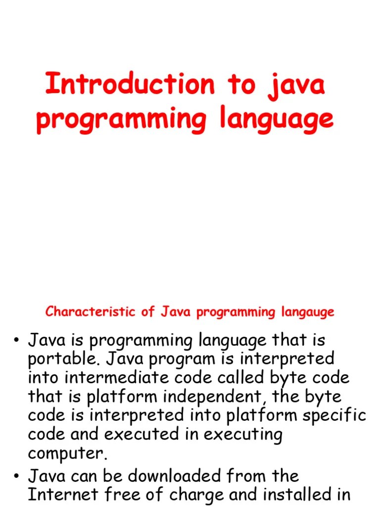 Handout 2 Introduction To Java Programming Language | PDF | Class ...