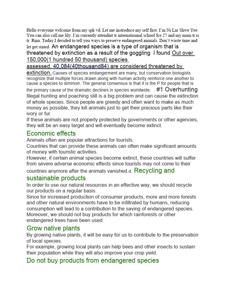 Ways To Preserve Endangered Animals | Download Free PDF | Endangered ...