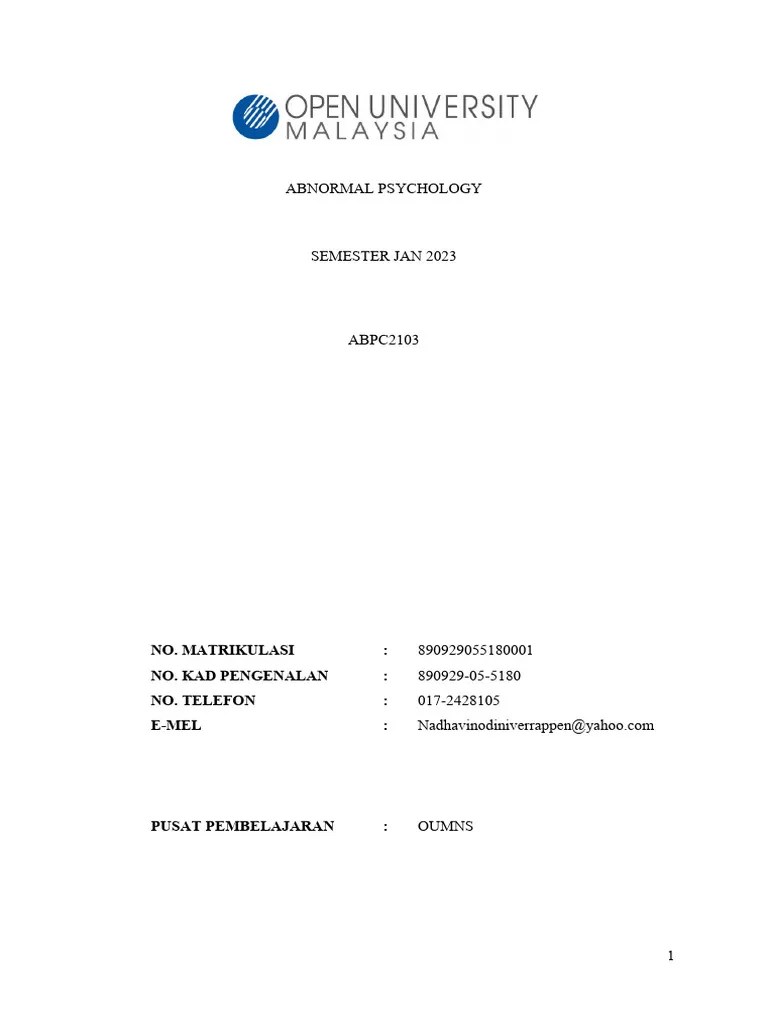 Abnormal Psychology | PDF | Mental Disorder | Personality Disorder