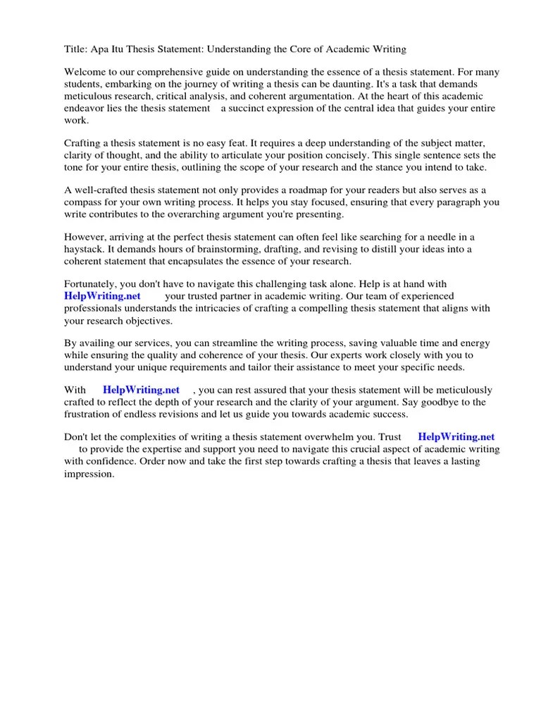 Apa Itu Thesis Statement | PDF | Essays | Thesis