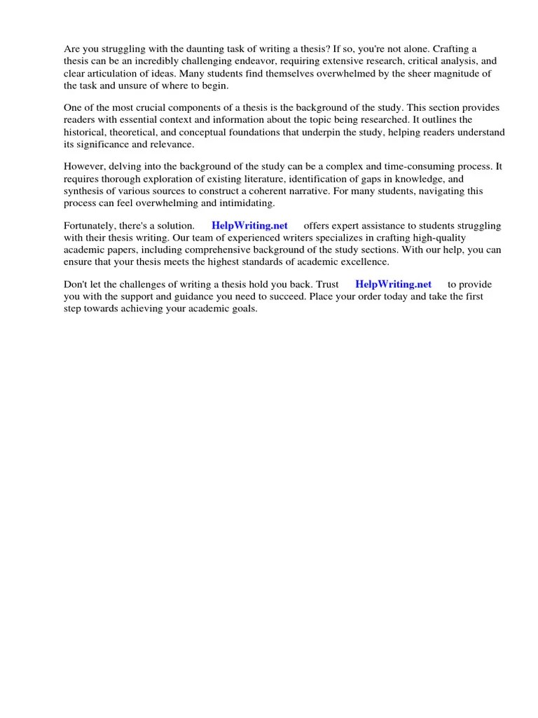 Thesis Background Of The Study Meaning | Download Free PDF | Theory ...