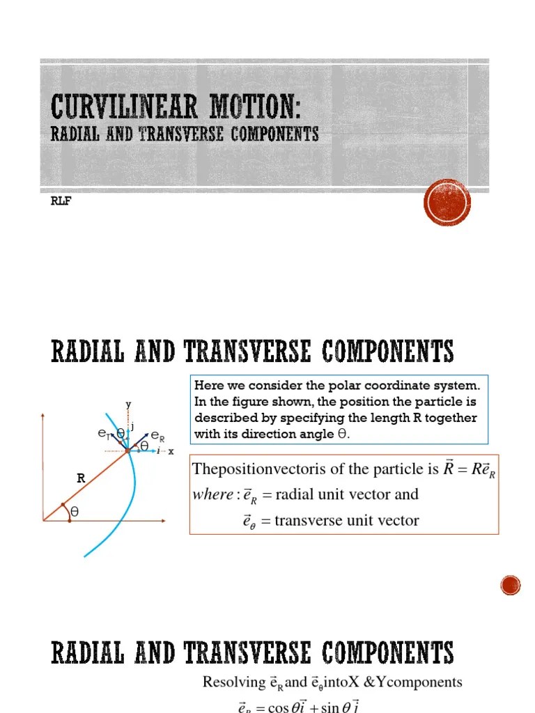 Lecture 4 Kinematics Of Curvilinear Motion Radial And Transverse ...
