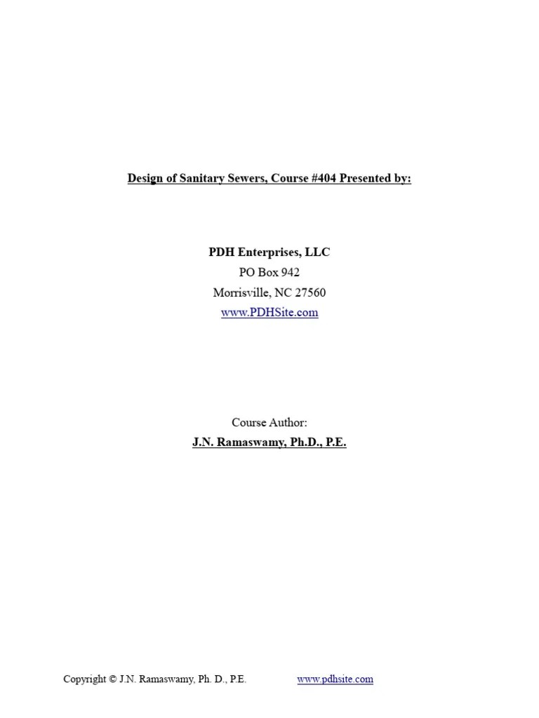Design Of Sanitary Sewers Course | PDF