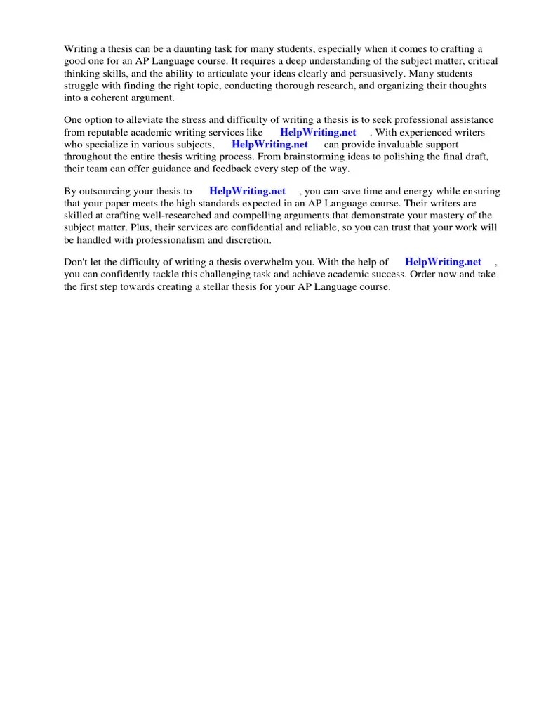 How To Write A Good Thesis For AP Language | PDF | Essays | Thesis