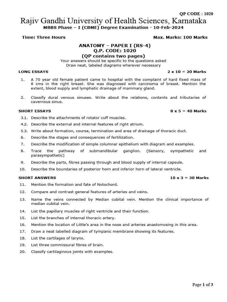 MBBS - Anatomy | PDF | Vein | Common Carotid Artery