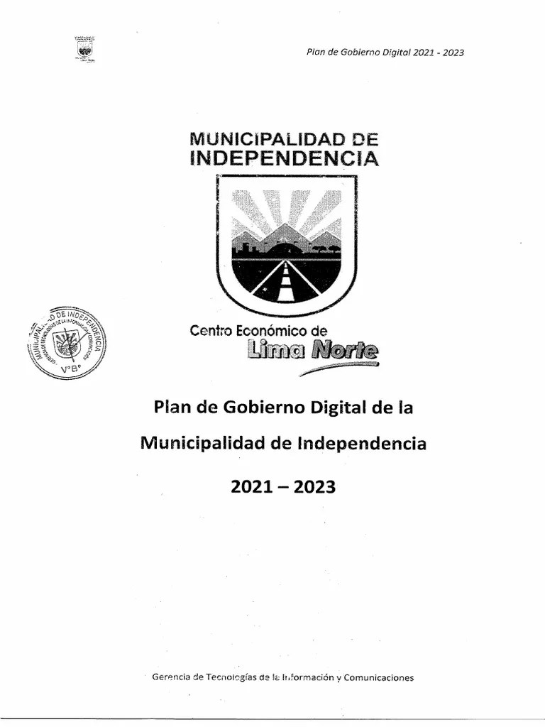 Plan De Gobierno Digital 2021 - 2023 (MDI) Independencia Lima | PDF