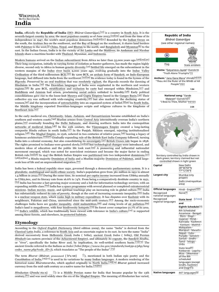 India - Wikipedia | PDF