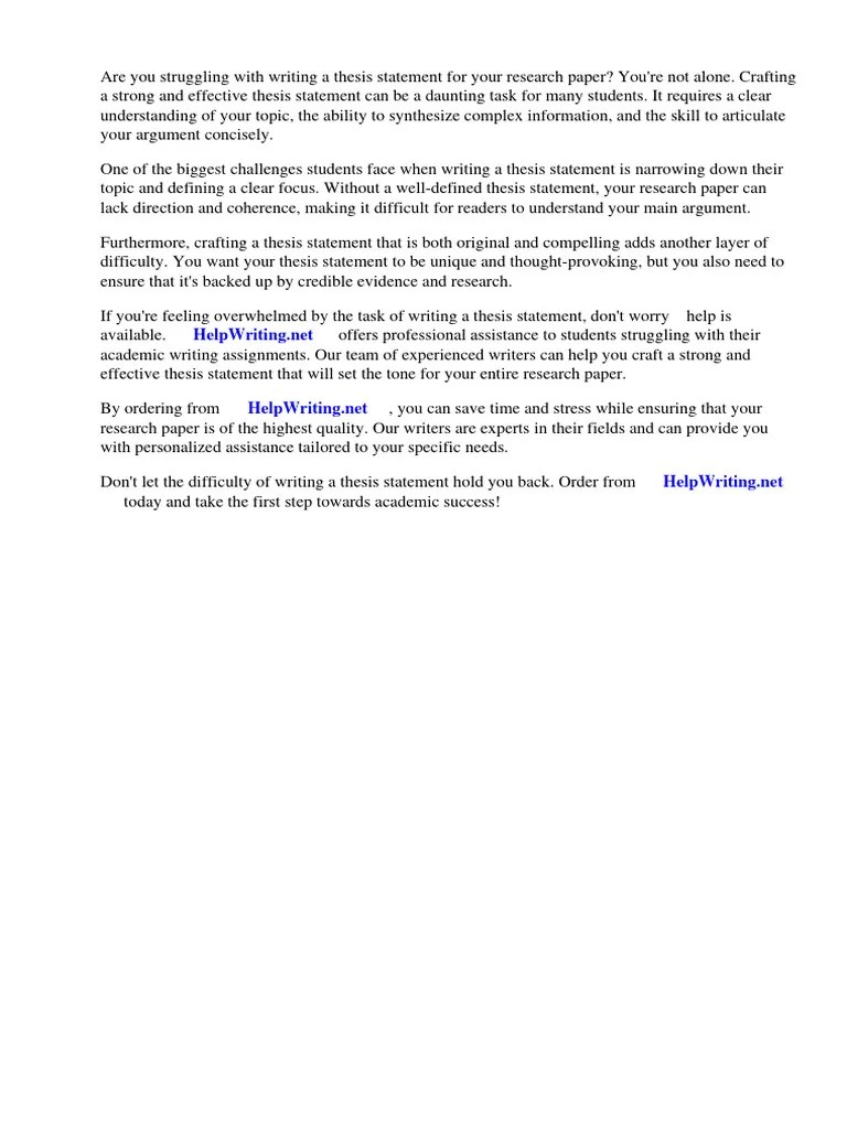 Writing A Research Paper Thesis Statement | Download Free PDF | Essays ...