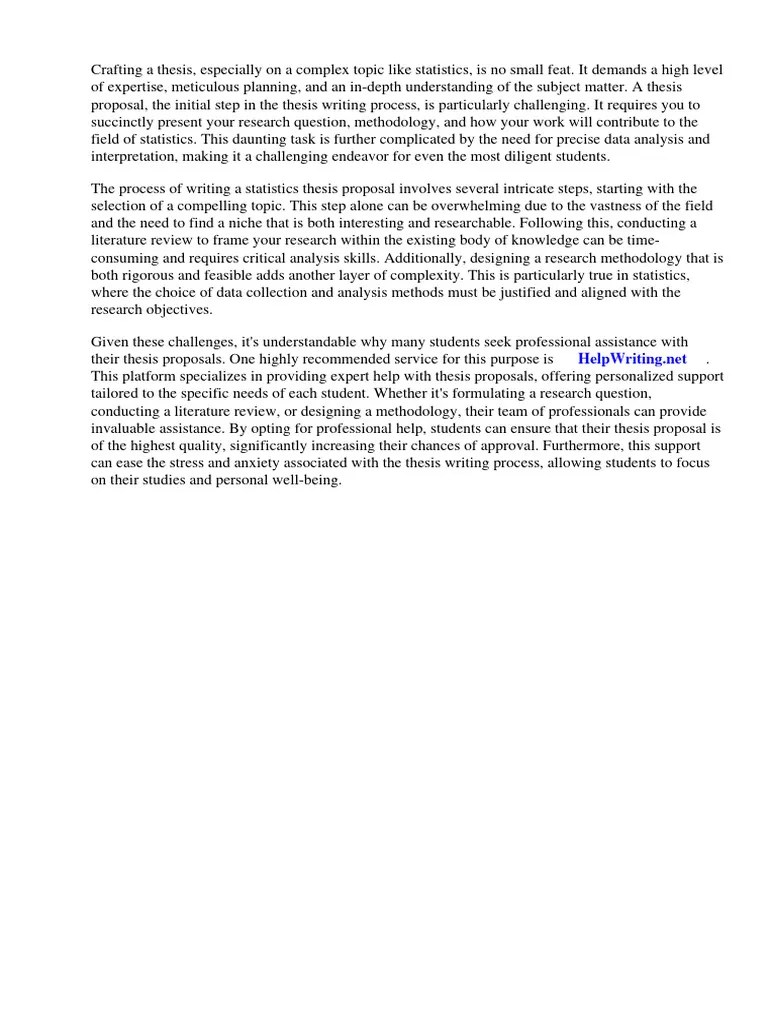 Statistics Thesis Proposal Example | PDF