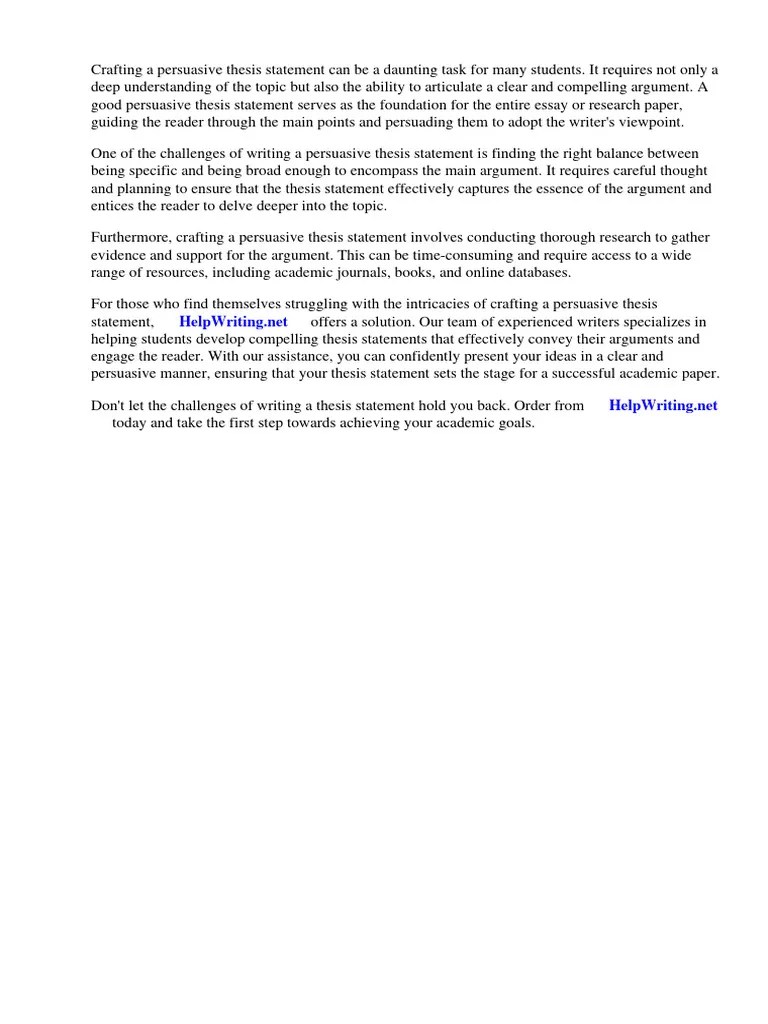 What Makes A Good Persuasive Thesis Statement | PDF | Essays | Thesis
