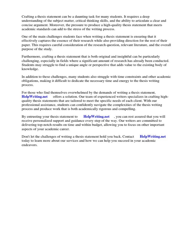 Thesis Statement Writing Process | PDF