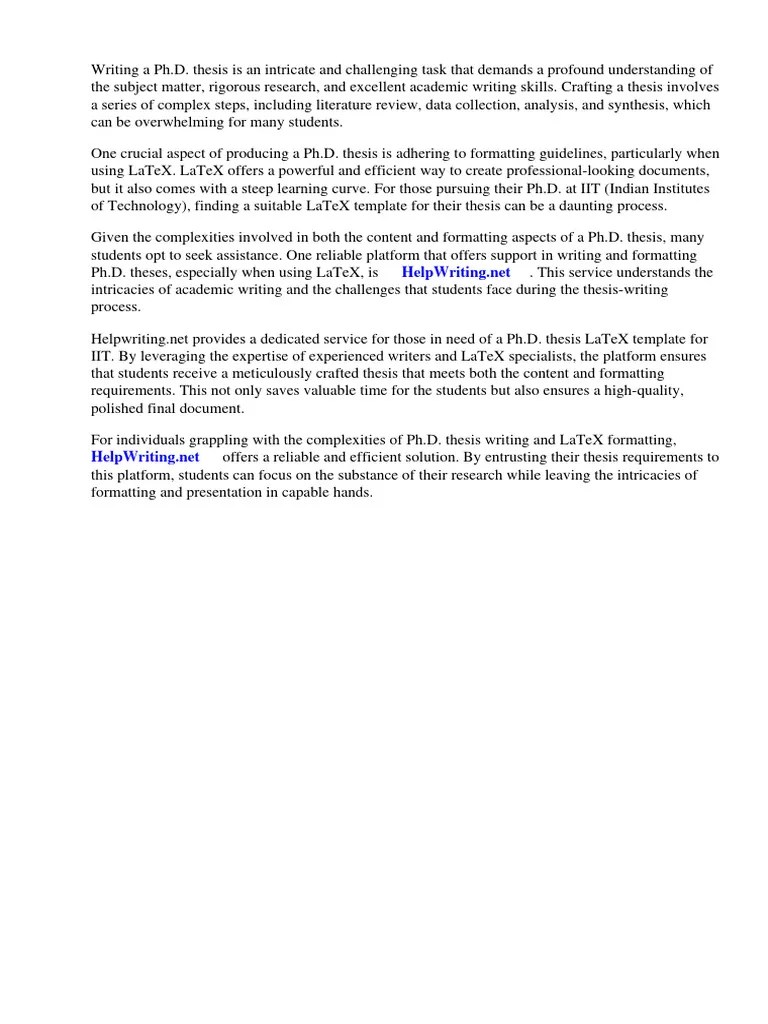 PHD Thesis Latex Template Iit | PDF | Thesis | Doctor Of Philosophy