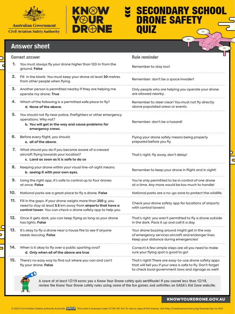 Drone Quiz - Answers Secondary Students | PDF