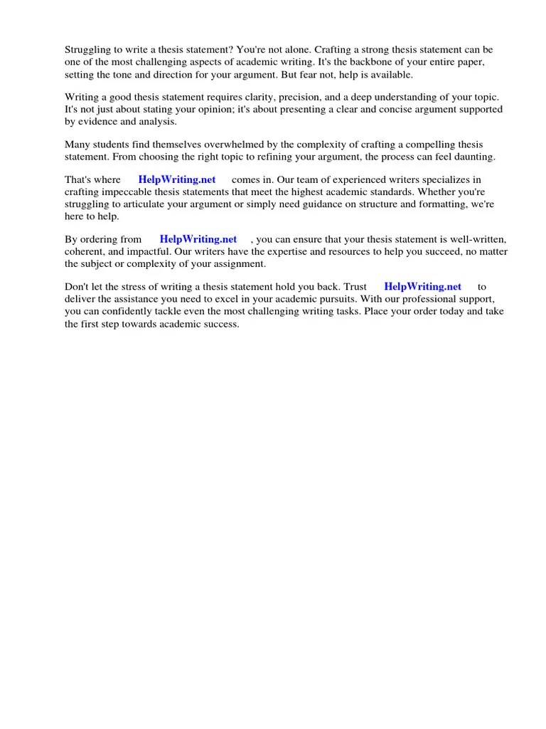 How Can I Write A Good Thesis Statement | PDF | Essays | Thesis