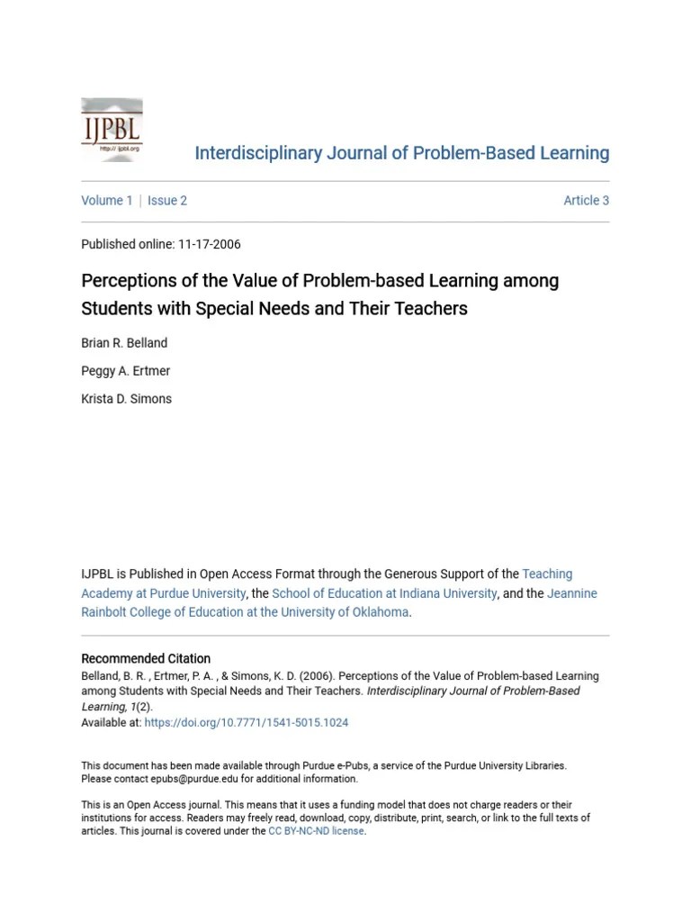 Perceptions Of The Value Of Problem-Based Learning Among Students | PDF ...