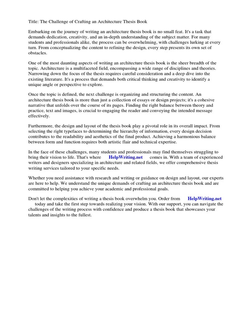 Example Architecture Thesis Book | PDF