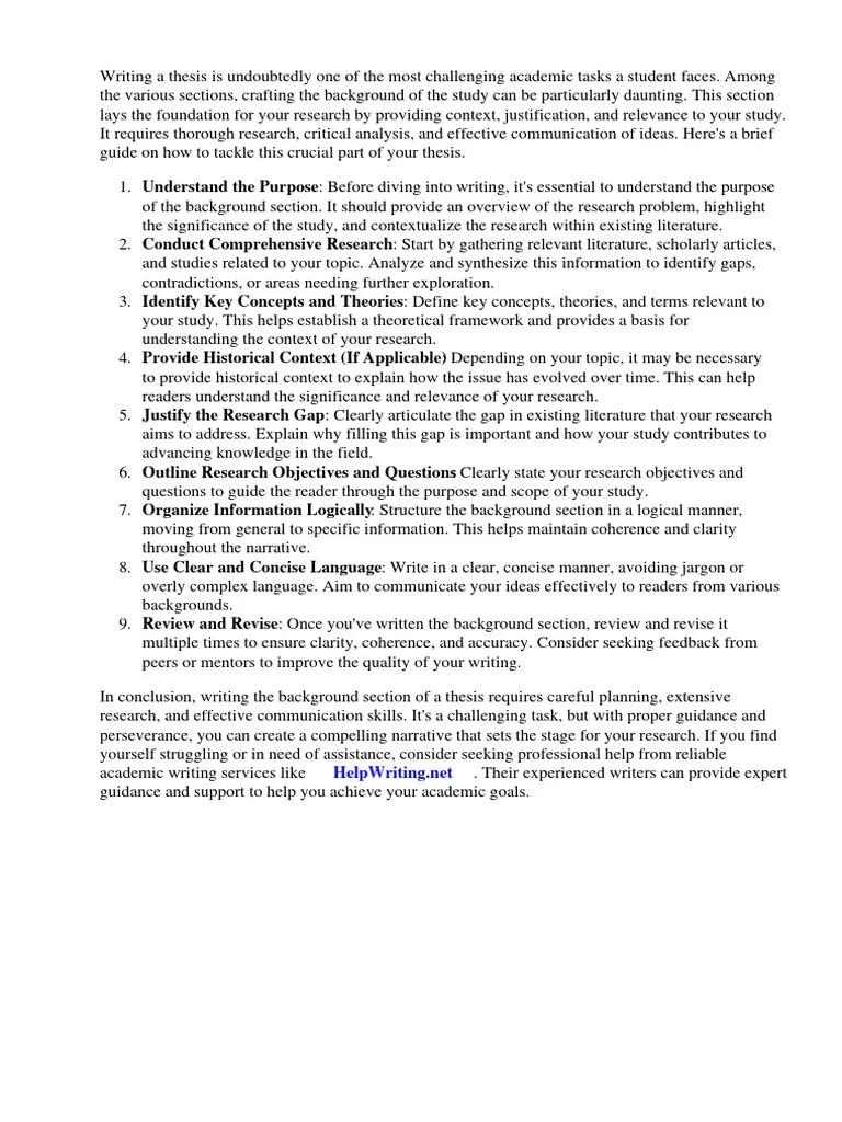 How To Write Background In Thesis | PDF | Theory | Thesis