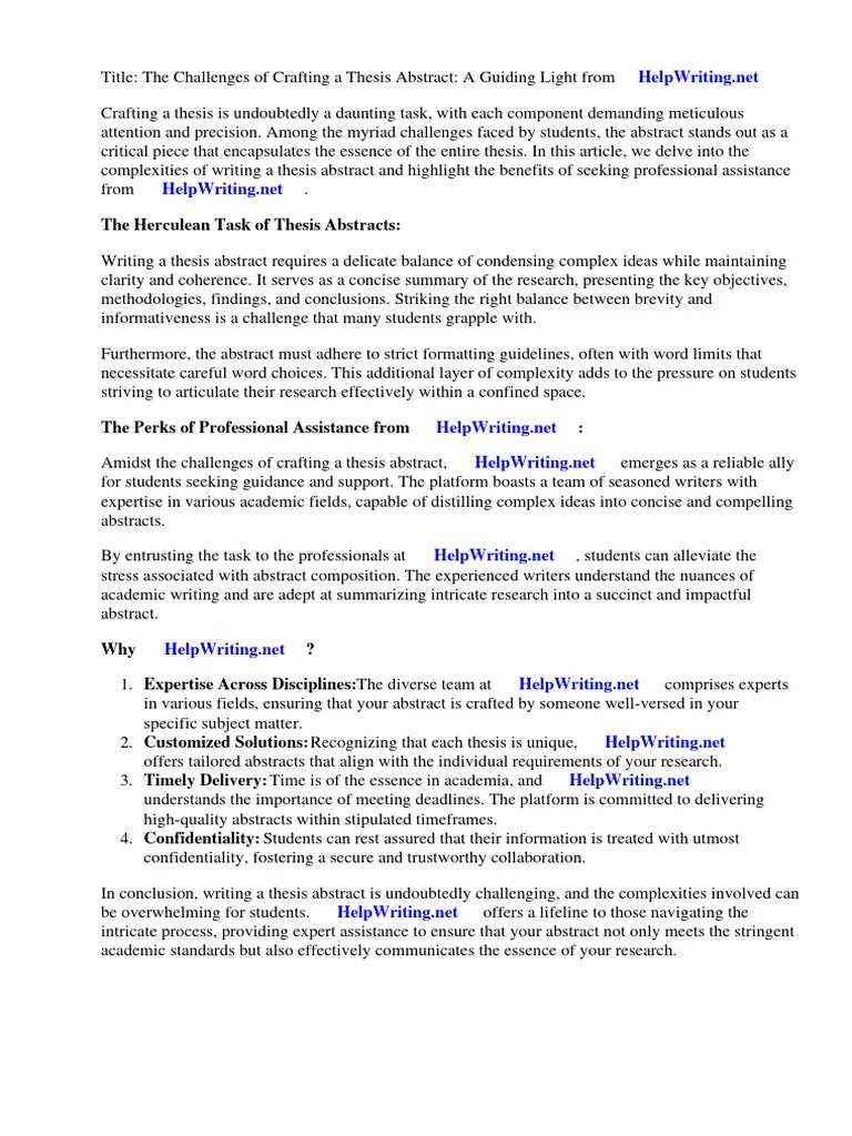 Abstract In Thesis Sample | PDF | Thesis | Abstract (Summary)