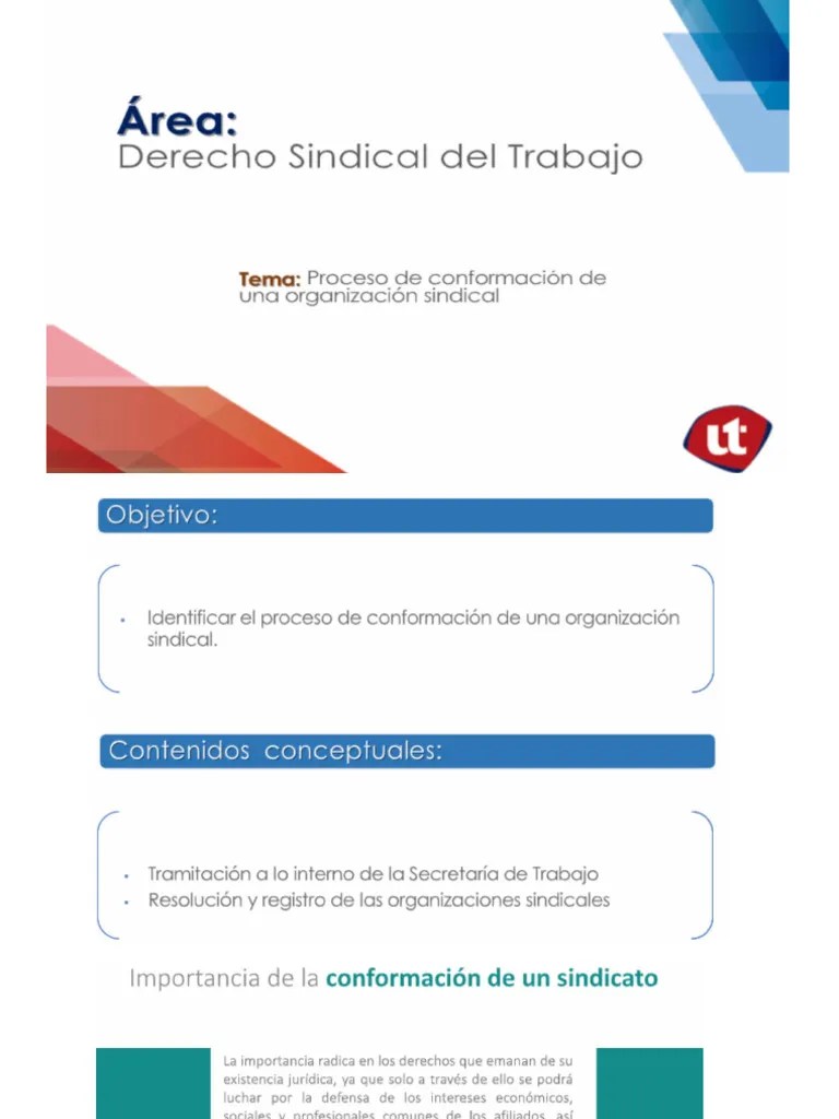 Semana 3 Derecho Sindical Proceso De Conformacion De Sindicato | PDF