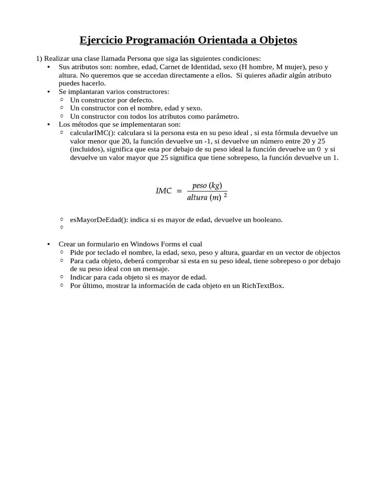 Ejercicios Programacion Orientada A Objetos | PDF | Constructor ...