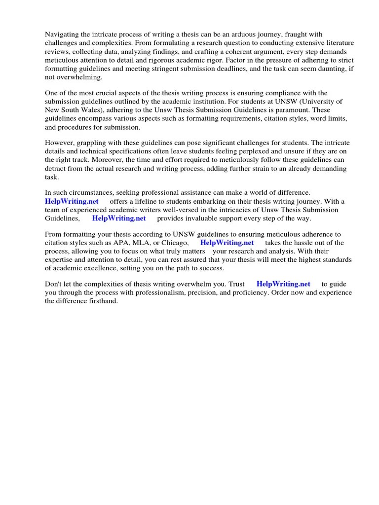 Unsw Thesis Submission Guidelines | PDF | Thesis