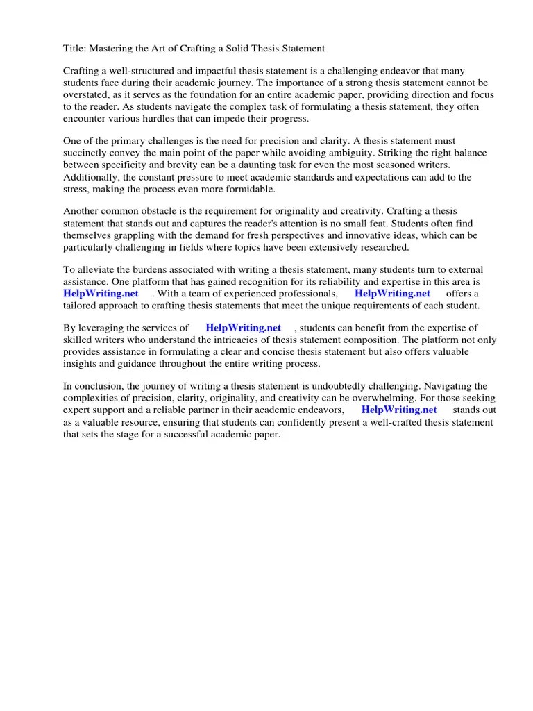 How To Write An Good Thesis Statement | PDF | Essays | Thesis