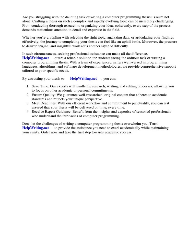 Computer Programming Thesis Statement | PDF