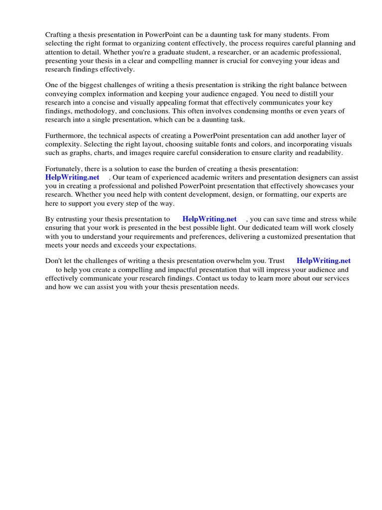 Thesis Presentation PPT Format | PDF