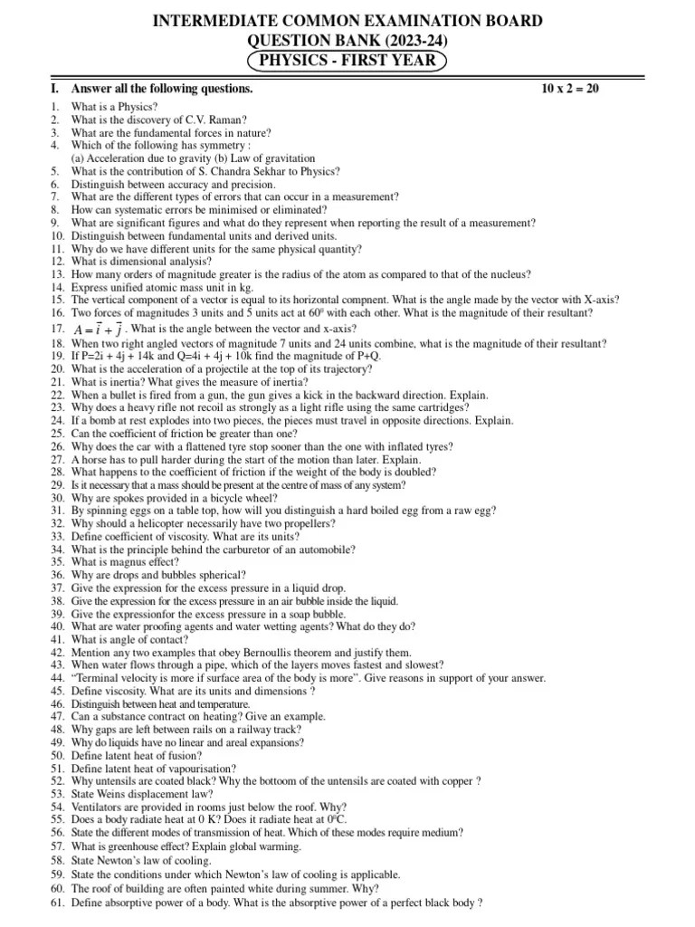 PHYSICS-Ist YEAR (Board List) | PDF | Gases | Young's Modulus