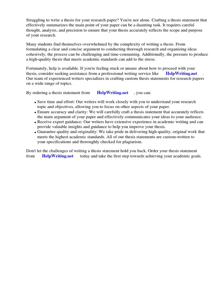 Thesis Examples For Research Paper | PDF | Thesis | Essays