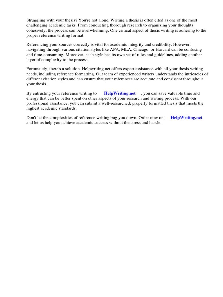 Reference Writing Format For Thesis | PDF
