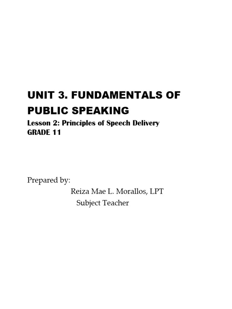 Principles Of Speech Delivery Module G11 | PDF