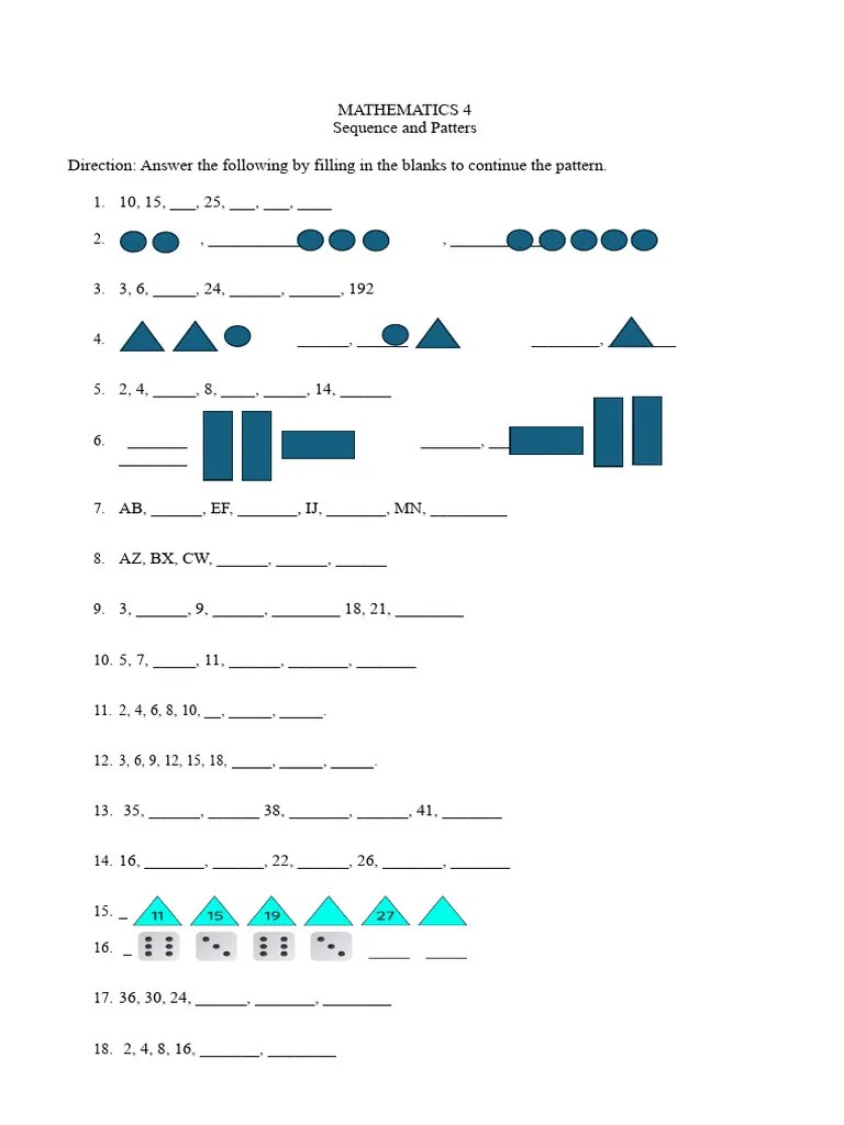 Sequence And Patterns Mathematics 4 | PDF | Plants | Flowers