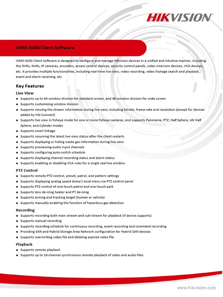 IVMS-4200-Client-Software_Datasheet_V3.10.1_20231024 | PDF | Access ...