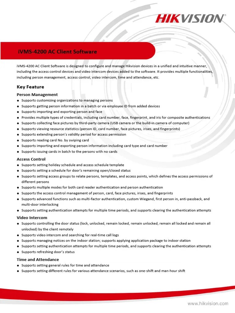 IVMS 4200 AC Client Software - Datasheet - V1.10.1 - 20231024 ...