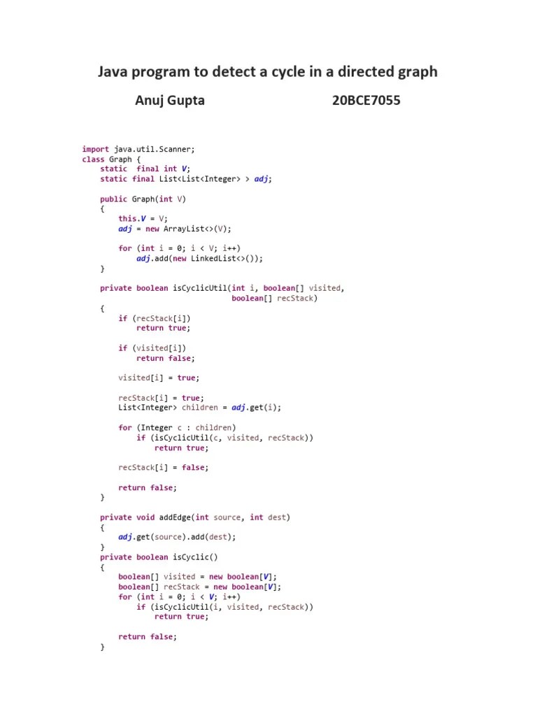Detecting A Cycle In Graph | PDF