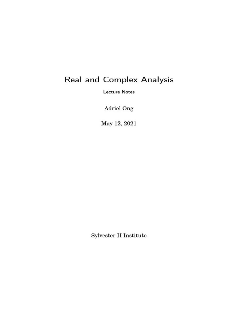 Real Complex Analysis Lecture Notes | PDF | Function (Mathematics ...