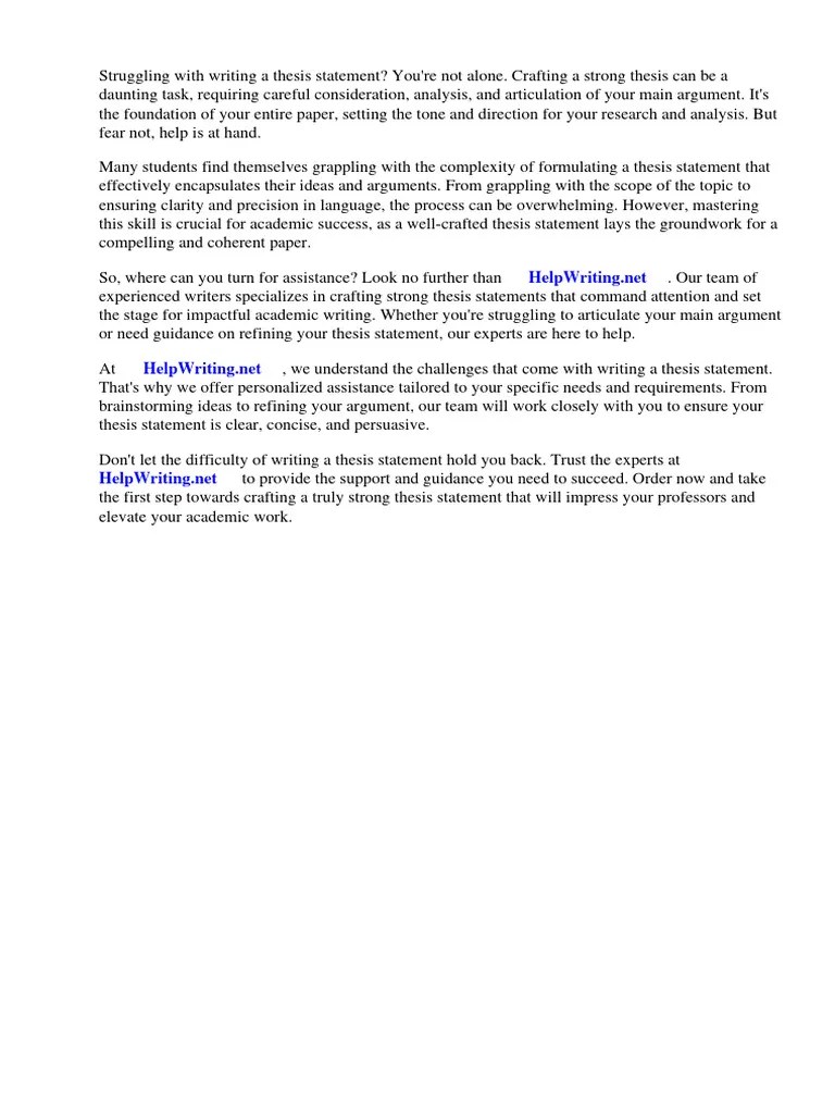 How To Write A Really Strong Thesis Statement | PDF | Essays | Thesis