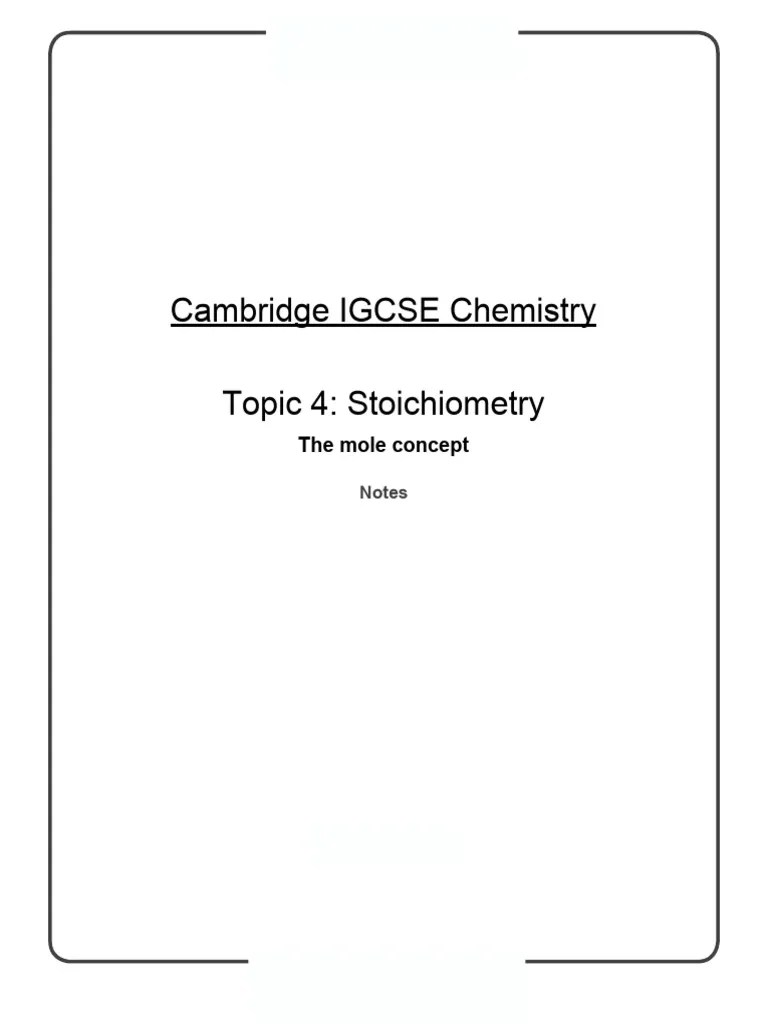 4.2. The Mole Concept Summary | PDF | Mole (Unit) | Chemistry